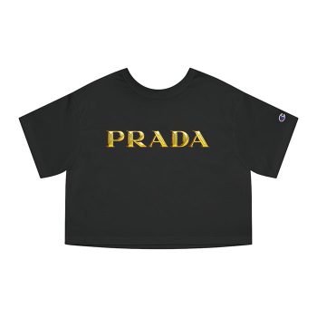 Prada Gold Logo Luxury Champion Women Cropped T-Shirt CTB2552