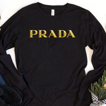 Prada Gold Logo Luxury Kid Tee Unisex Longsleeve Shirt LTB0597