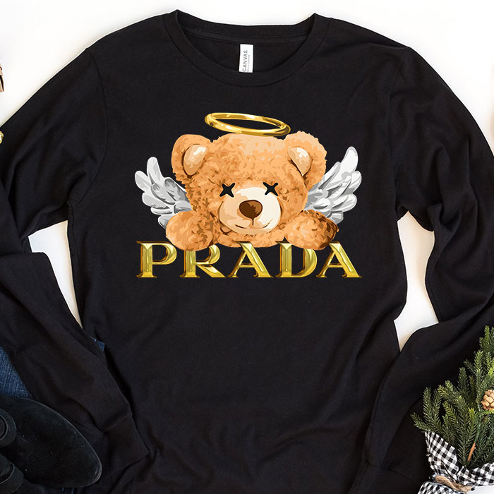 Prada Gold Logo Luxury Teddy Bear Kid Tee Unisex Longsleeve Shirt LTB0629