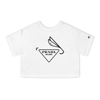 Prada Logo Luxury Champion Women Cropped T-Shirt CTB2545