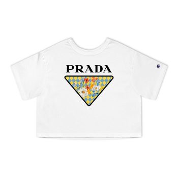 Prada Logo Luxury Flower Champion Women Cropped T-Shirt CTB2544