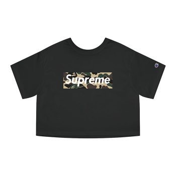 Supreme x BAPE Camo Box Logo Champion Women Cropped T-Shirt CTB2928