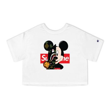 Supreme x BAPE Mickey Mouse Champion Women Cropped T-Shirt CTB2929