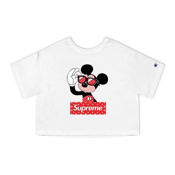 Supreme x Louis Vuitton Mickey Mouse Champion Women Cropped T-Shirt CTB2922