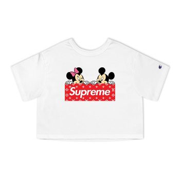 Supreme x Louis Vuitton Mickey Mouse Champion Women Cropped T-Shirt CTB2924