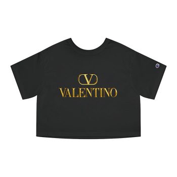 Valentino Gold Logo Luxury Champion Women Cropped T-Shirt CTB2399