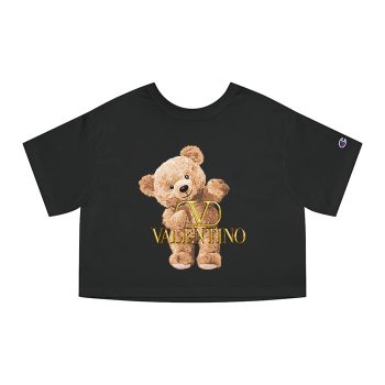 Valentino Teddy Bear Gold Luxury Champion Women Cropped T-Shirt CTB2402