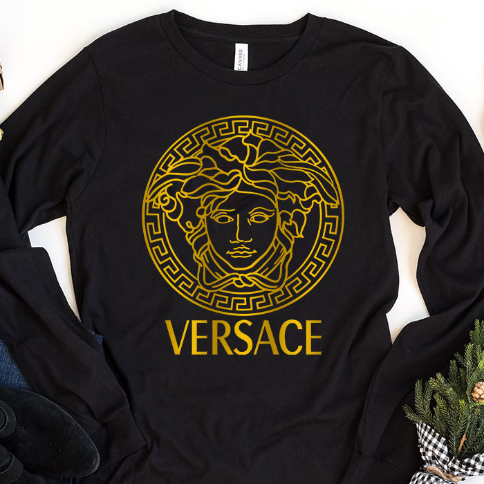 Versace Medusa Gold Luxury Logo Kid Tee Unisex Longsleeve Shirt LTB0636