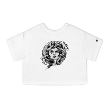 Versace Medusa Snake Gold Luxury Logo Champion Women Cropped T-Shirt CTB2624