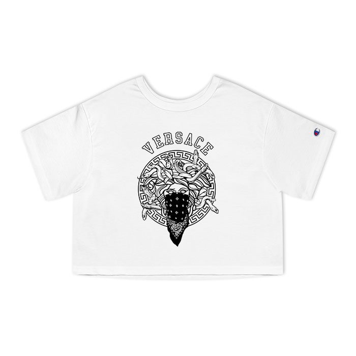 Versace Medusa Snake Luxury Logo Champion Women Cropped T-Shirt CTB2622