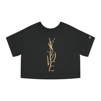 Yves Saint Laurent Gold Logo Luxury Champion Women Cropped T-Shirt CTB2728