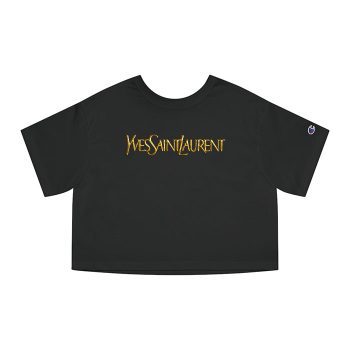 Yves Saint Laurent Gold Logo Luxury Champion Women Cropped T-Shirt CTB2731