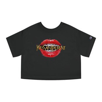 Yves Saint Laurent Logo Luxury Sexy Lips Champion Women Cropped T-Shirt CTB2734