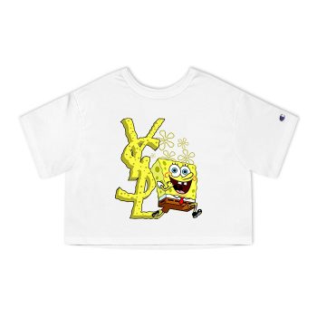 Yves Saint Laurent Logo Luxury Spongebob Champion Women Cropped T-Shirt CTB2500