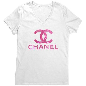 Coco Chanel Logo Pink Womens V-Neck Shirt