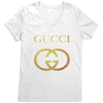 Gucci Gold Logo Womens V-Neck Shirt
