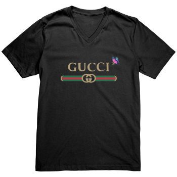 Gucci Logo Butterfly Printed Mens V-Neck Shirt