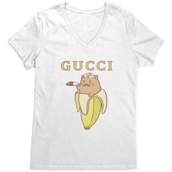 Gucci x Namaste Bananya print Womens V-Neck Shirt