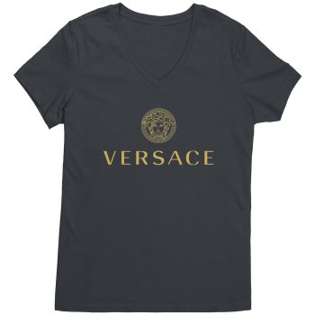 Versace Gold Logo Womens V-Neck Shirt