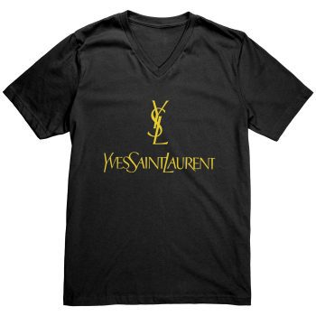 YSL Yves Saint Laurent Logo Mens V-Neck Shirt