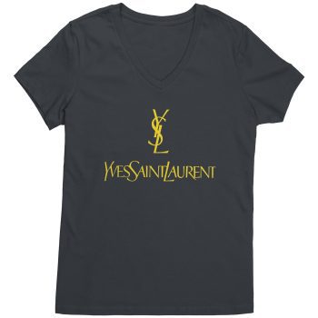 YSL Yves Saint Laurent Logo Womens V-Neck Shirt