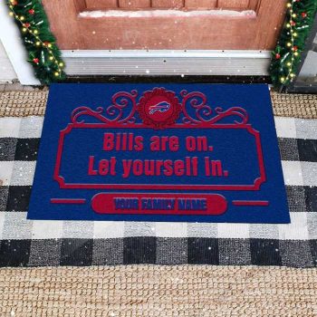 Buffalo Bills Are On Let Yourself In Custom Personalized Retro Doormat Welcome Mat DM1904