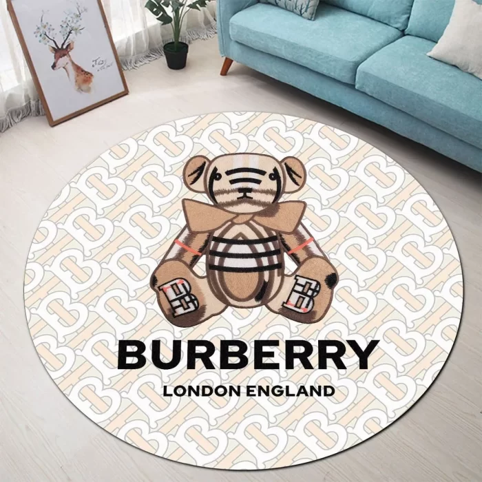 Burberry Bear London England Luxury Brand Fashion Round Rug Carpet Floor Decor RR1019