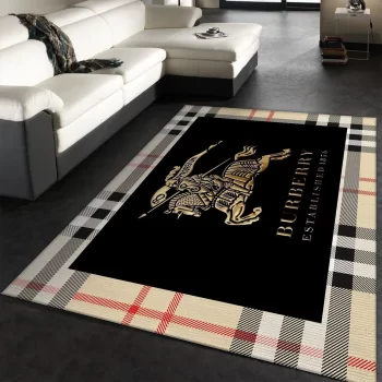 Burberry New Logo Luxury Brand Area Rug Carpet Living Room Rug Floor Decor RR2782