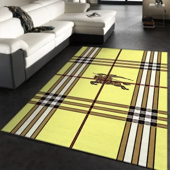 Burberry Yellow Logo Luxury Brand Area Rug Carpet Living Room Rug Floor Decor RR2776