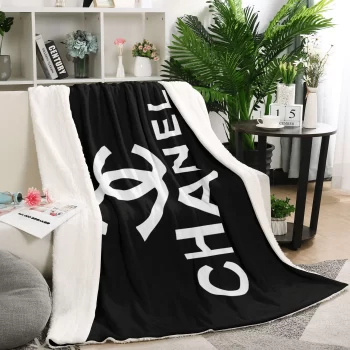 Chanel Black Classic Fashion Luxury Brand Premium Fleece Sherpa Blanket Sofa Decor BL3102