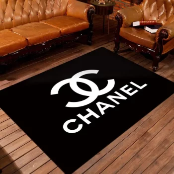 Chanel Black Luxury Area Rug For Living Room Bedroom Carpet Floor Decor Mat RR3061