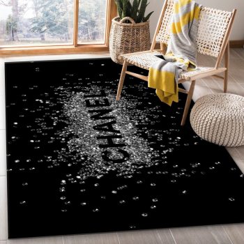 Chanel Black Luxury Brand Premium Area Rug Carpet Living Room Rug Floor Decor RR2763