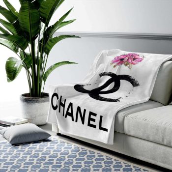 Chanel Flower Fashion Luxury Brand Premium Fleece Sherpa Blanket Sofa Decor BL3111