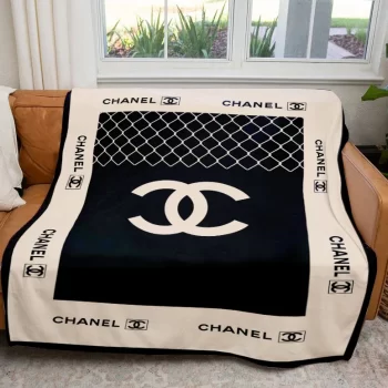 Chanel Logo Luxury Brand Premium Fleece Sherpa Blanket Sofa Decor BL3044
