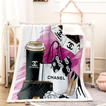 Chanel Luxury Brand Premium Fleece Sherpa Blanket Sofa Decor BL3019