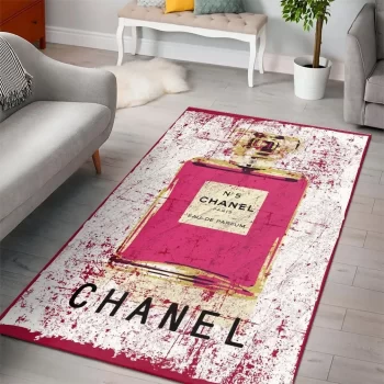 Chanel Red Perfume Fashion Luxury Brand Premium Area Rug Carpet Floor Decor RR2649