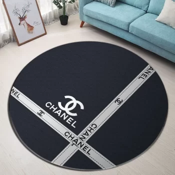 Chanel White Black Luxury Brand Fashion Round Rug Carpet Floor Decor RR1051