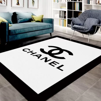 Chanel White Luxury Area Rug For Living Room Bedroom Carpet Floor Decor Mat RR3056