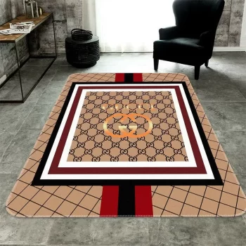 Gucci Beige Luxury Fashion Luxury Brand Premium Area Rug Carpet Floor Decor RR2607