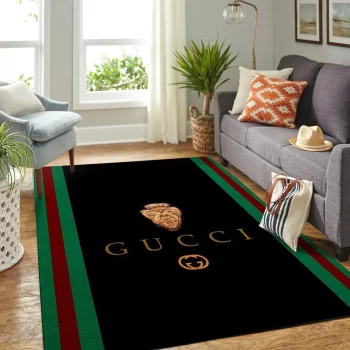 Gucci Black Luxury Area Rug For Living Room Bedroom Carpet Floor Decor Mat RR3047