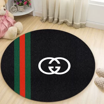 Gucci Black Luxury Brand Round Rug Carpet Floor Decor RR1067