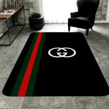 Gucci Black Luxury Fashion Luxury Brand Premium Area Rug Carpet Floor Decor RR2625
