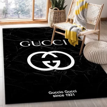 Gucci Black Marble Marmor Area Rug Living Room Rug Christmas Gift Decor RR2925
