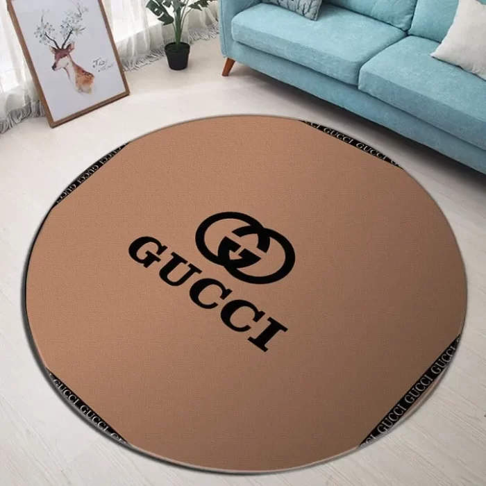 Gucci Brown Luxury Brand Fashion Round Rug Carpet Floor Decor RR1017