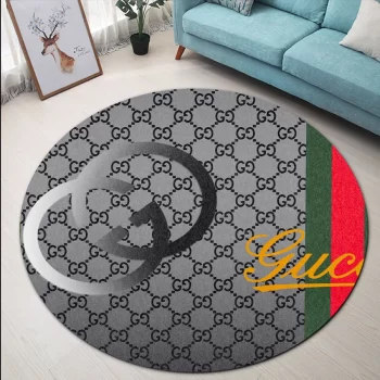 Gucci Grey Luxury Brand Round Rug Carpet Floor Decor RR1059