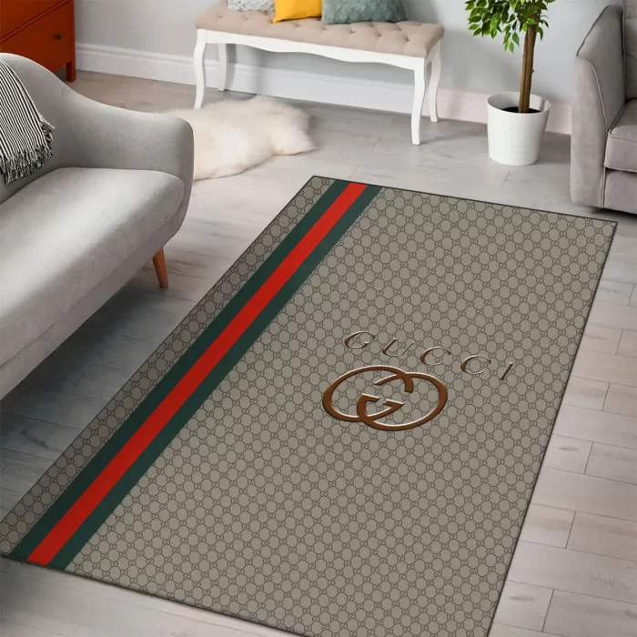 Gucci Khaki Luxury Fashion Luxury Brand Premium Area Rug Carpet Floor Decor RR2611