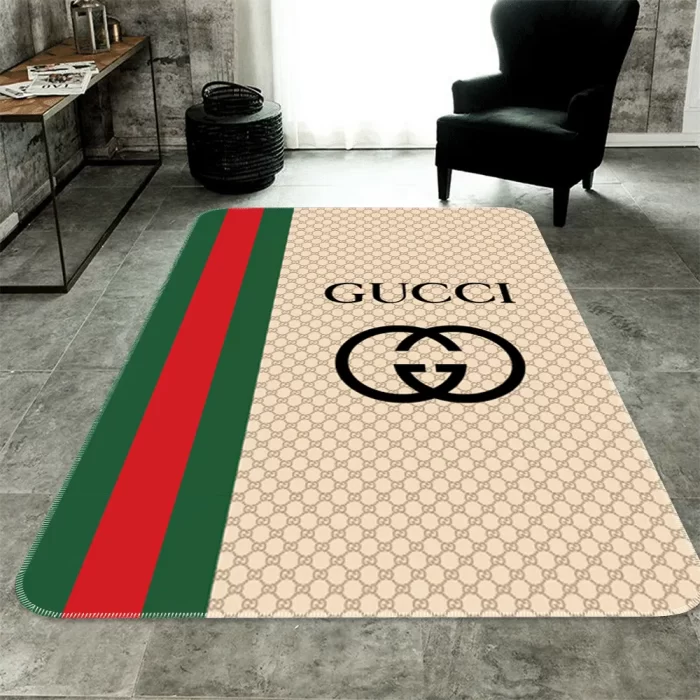 Gucci Red Blue Beige Luxury Fashion Luxury Brand Area Rug Carpet Floor Decor RR2598
