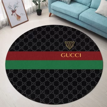 Gucci Red Green Black Luxury Brand Fashion Round Rug Carpet Floor Decor RR1039