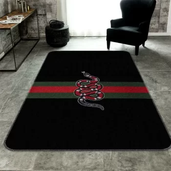 Gucci Snake Black Luxury Fashion Luxury Brand Area Rug Carpet Floor Decor RR2599