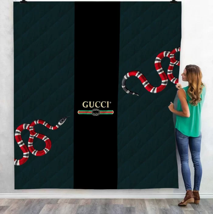 Gucci Snake Fashion Luxury Brand Premium Fleece Sherpa Blanket Sofa Decor BL3091